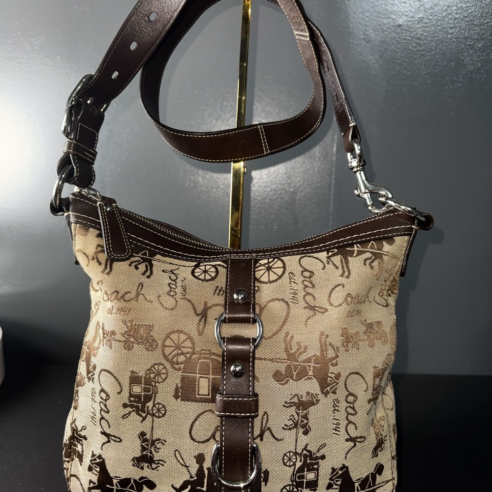 Coach Horse and Carriage F14036 Canvas and leather Shoulder/Crossbody Bag